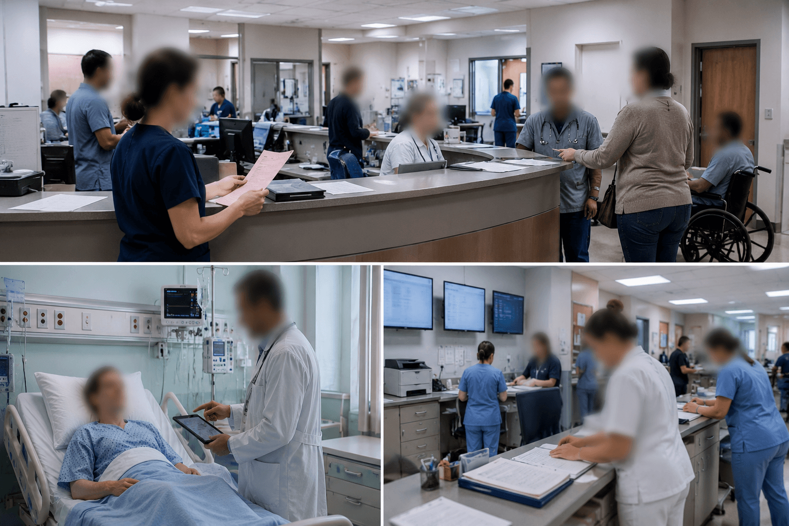 Staff and bystander identity redacted in hospital security footage before release