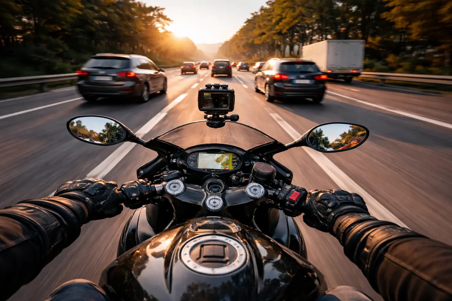 Multiple vehicles with plates redacted in traffic footage