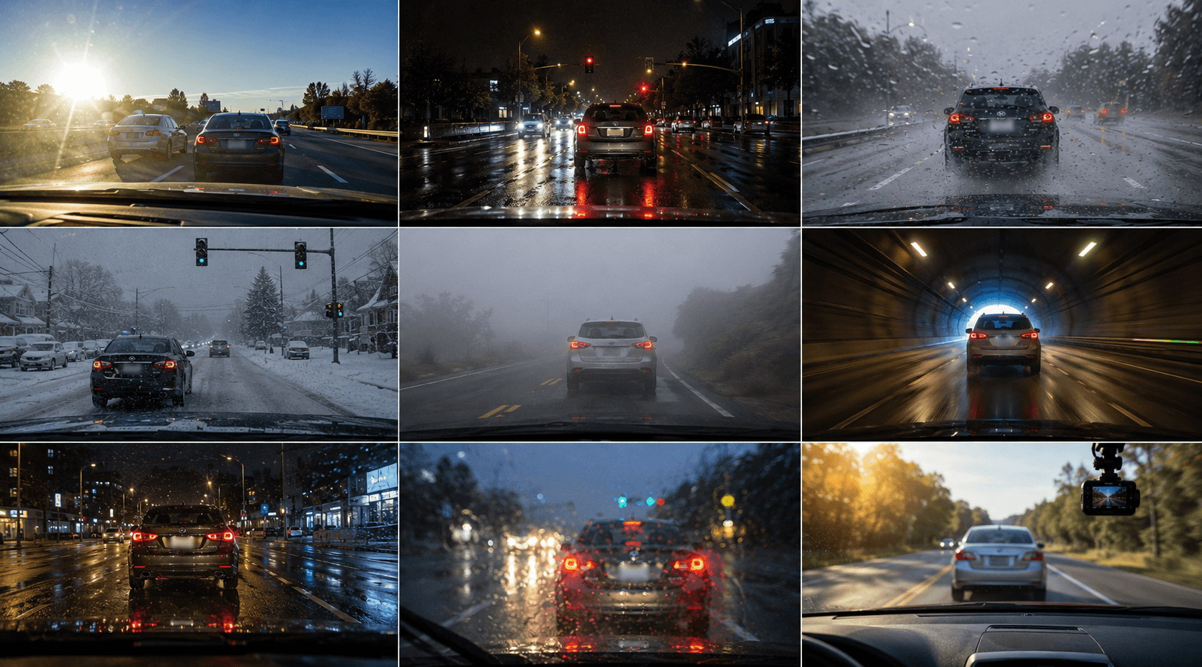 Dashcam footage blur optimized for challenging recording conditions