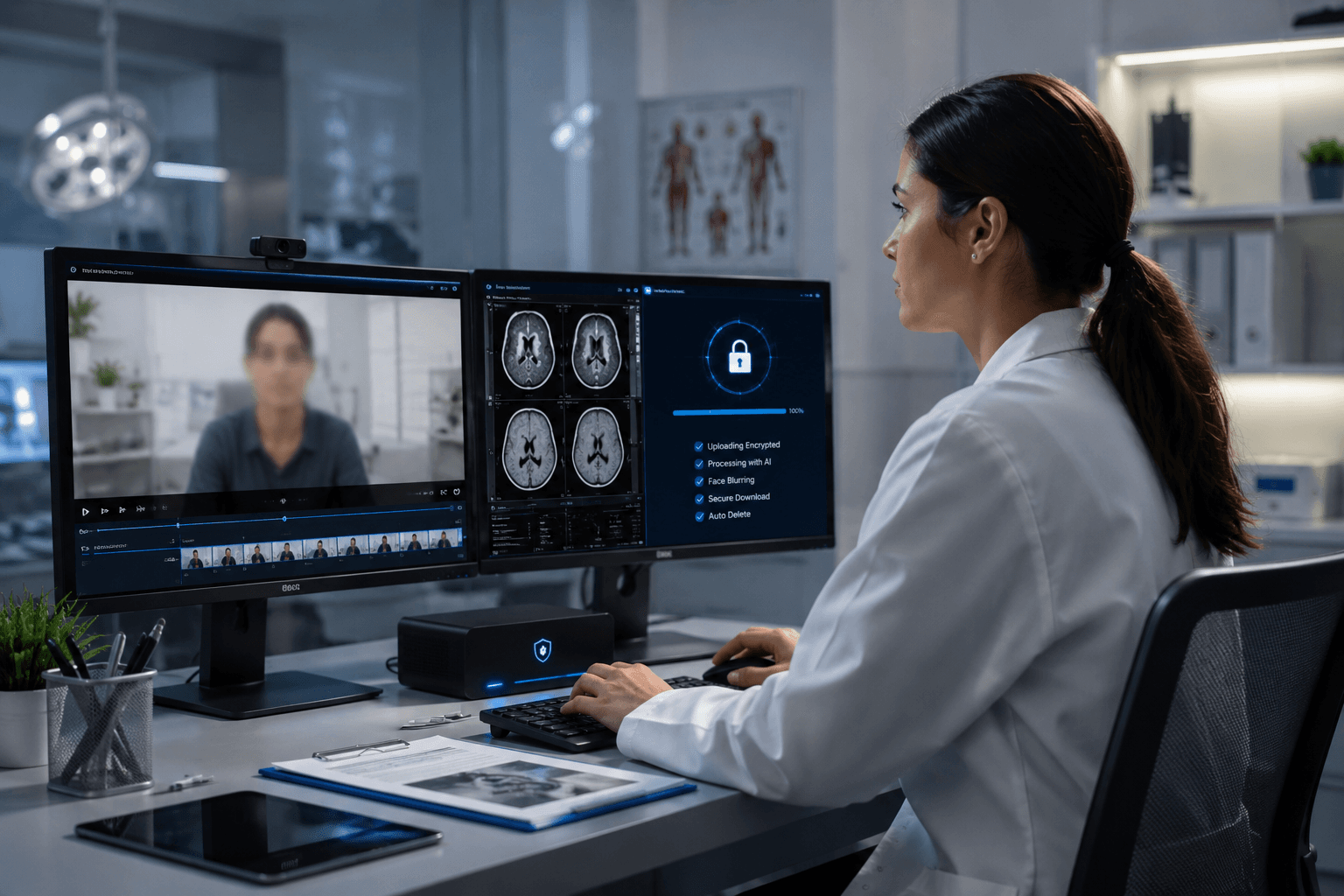 Fast, secure processing of healthcare movement-screening video