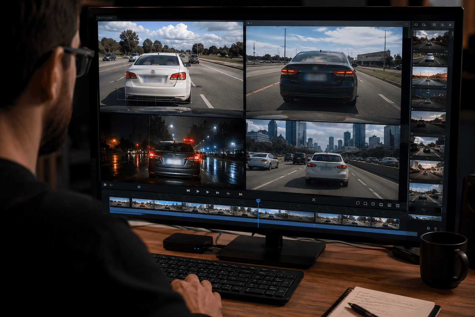 Dashcam clip prepared for posting online with faces and plates anonymized