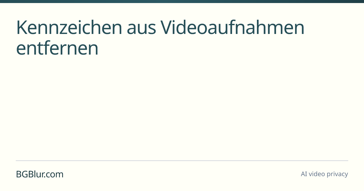 Kennzeichen aus Videoaufnahmen entfernen