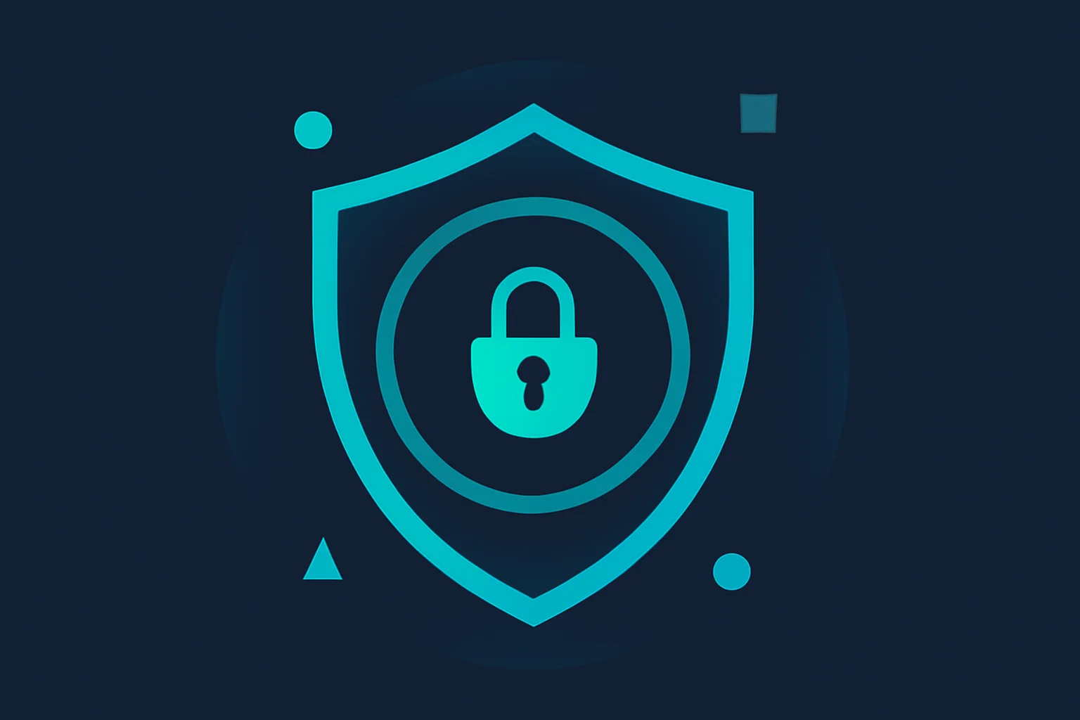 Layered shield with concentric rings and a padlock symbolizing a defense-in-depth strategy against deepfake fraud