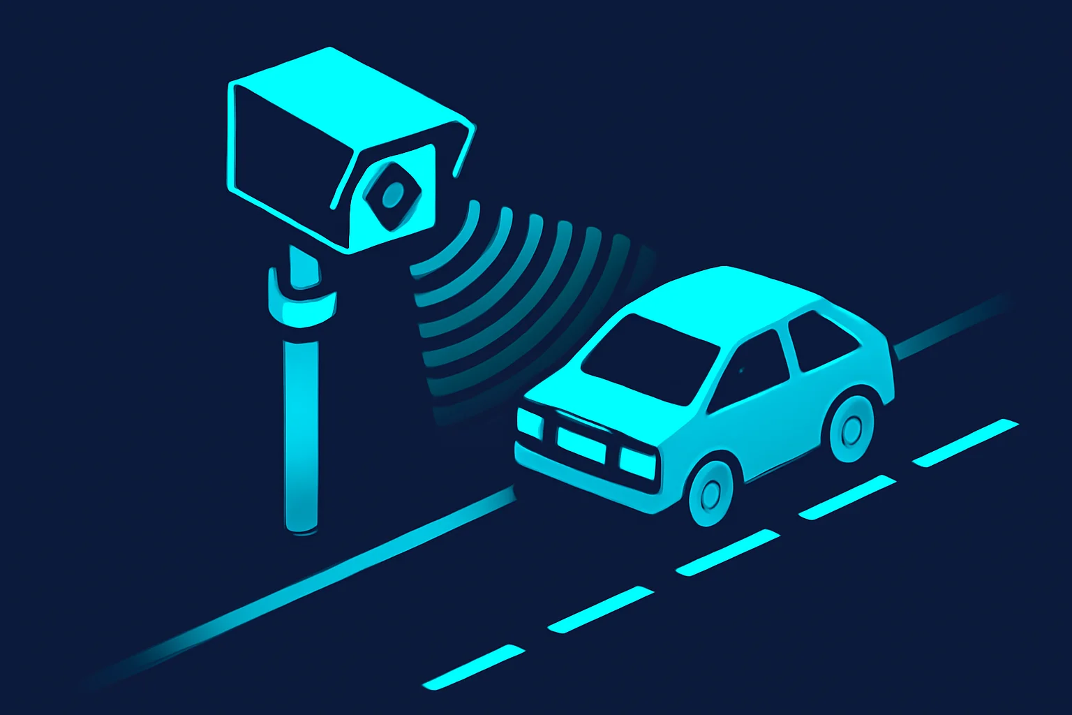 Traffic enforcement camera detecting and reading a vehicle license plate