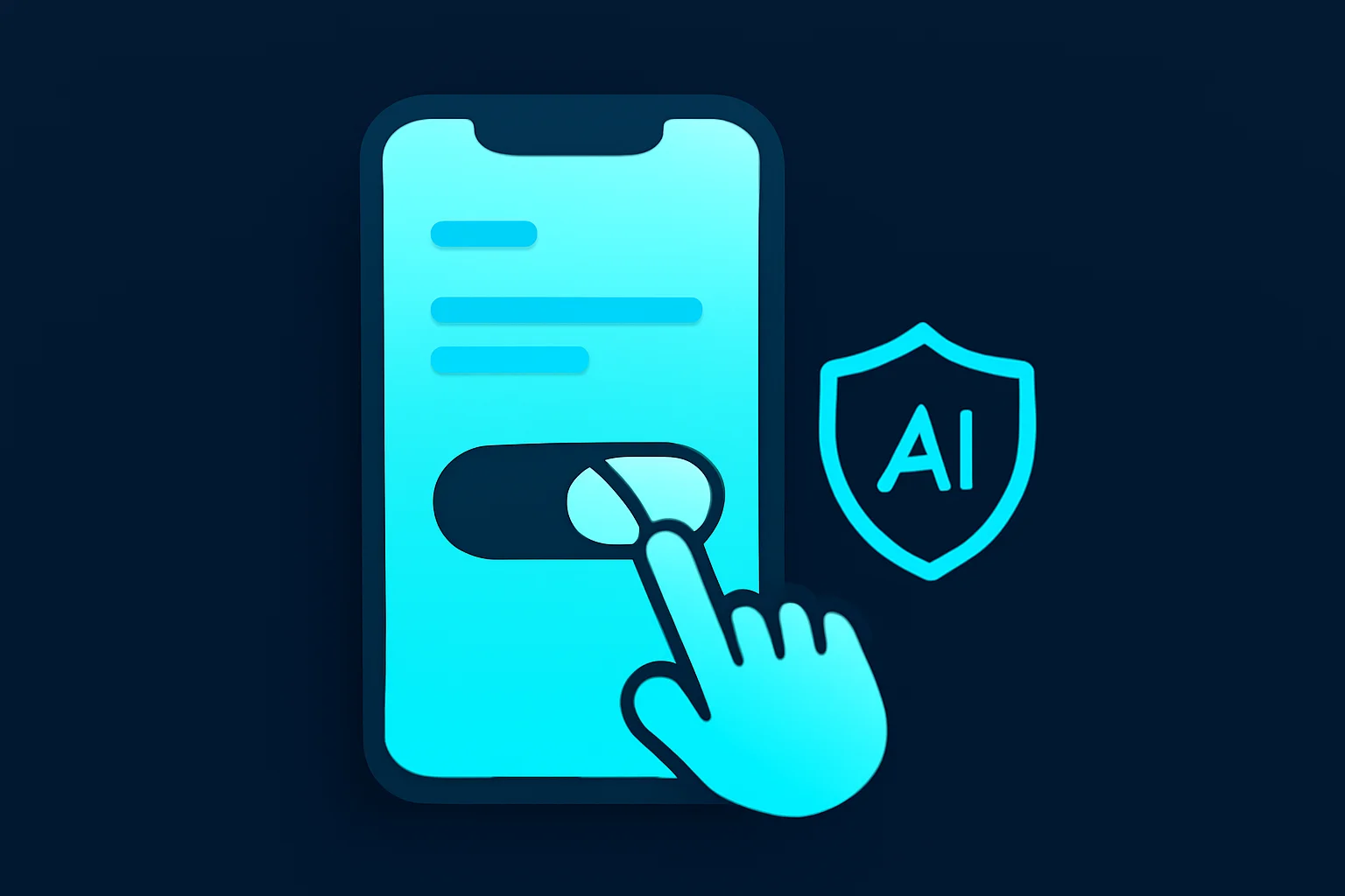 Phone settings screen showing a privacy toggle being switched off next to a shield icon, representing opting out of AI image generation permissions