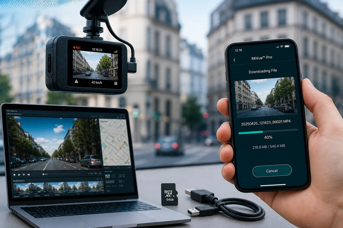 تنزيل مقاطع Mio MiVue Dashcam عبر MiVue Pro وSD وUSB
