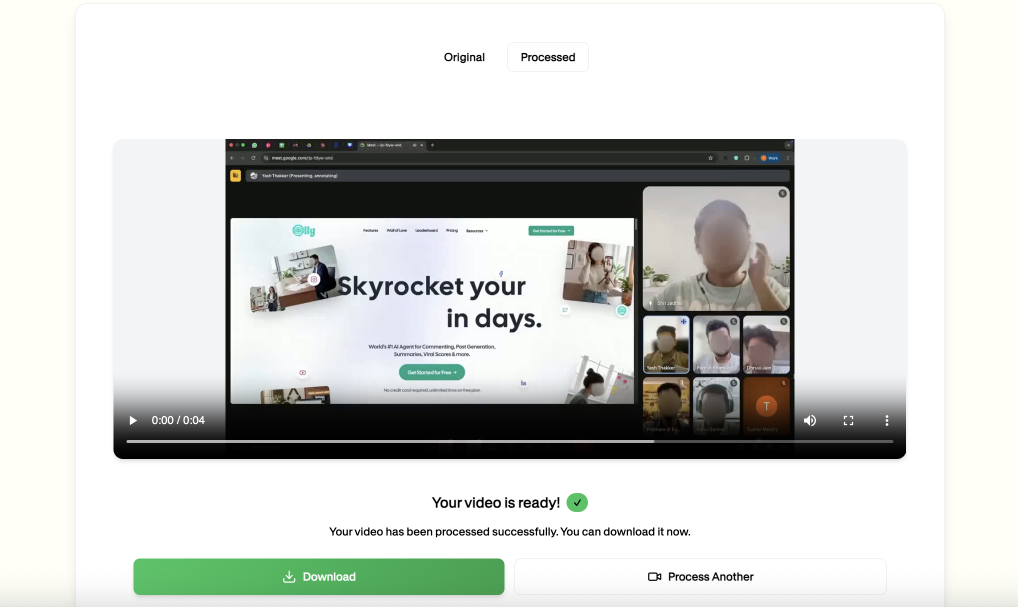 Process and Download Video
