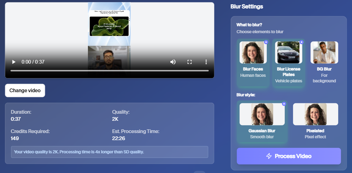Configure Face Blur Settings