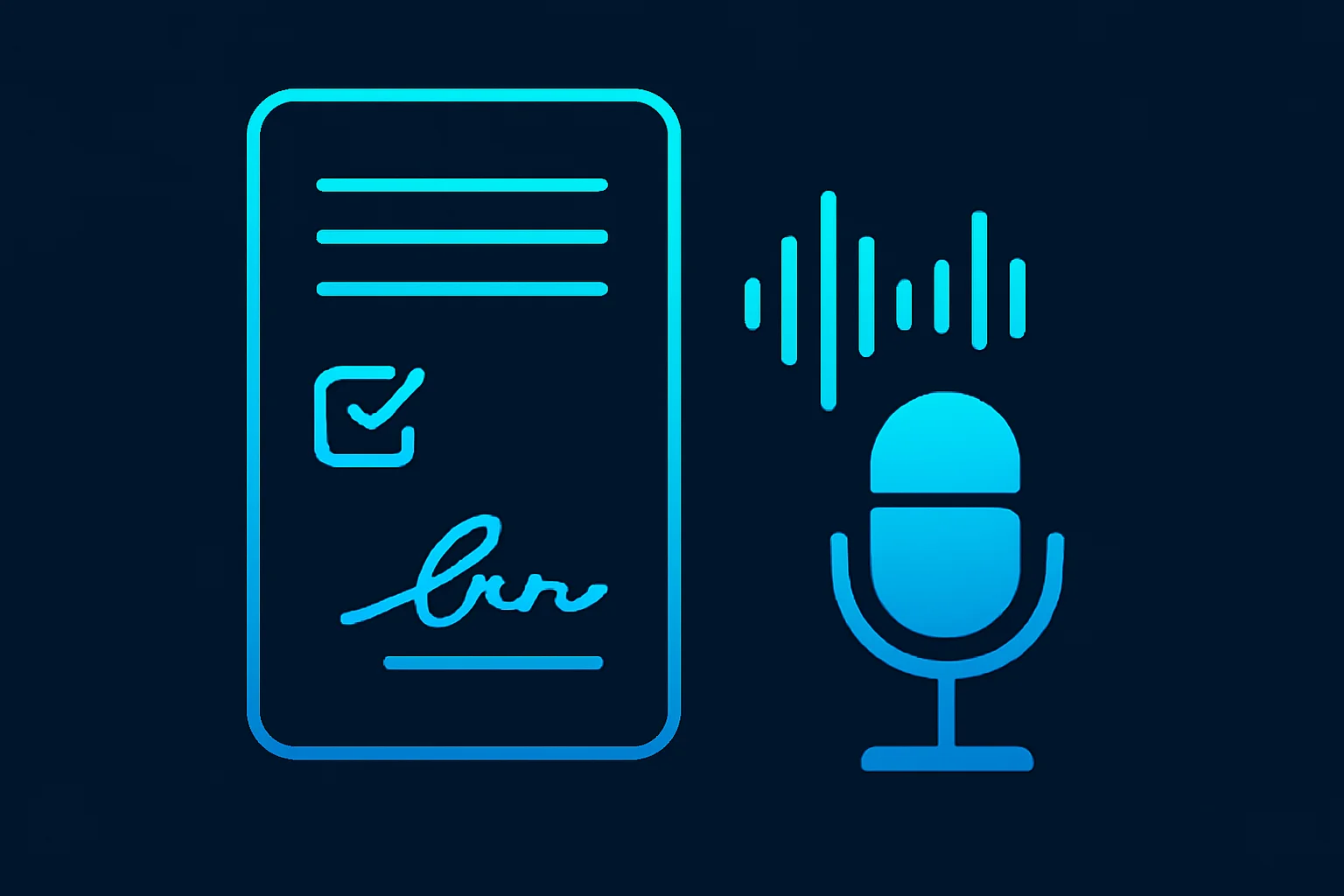 Written consent form beside a microphone representing biometric voiceprint consent