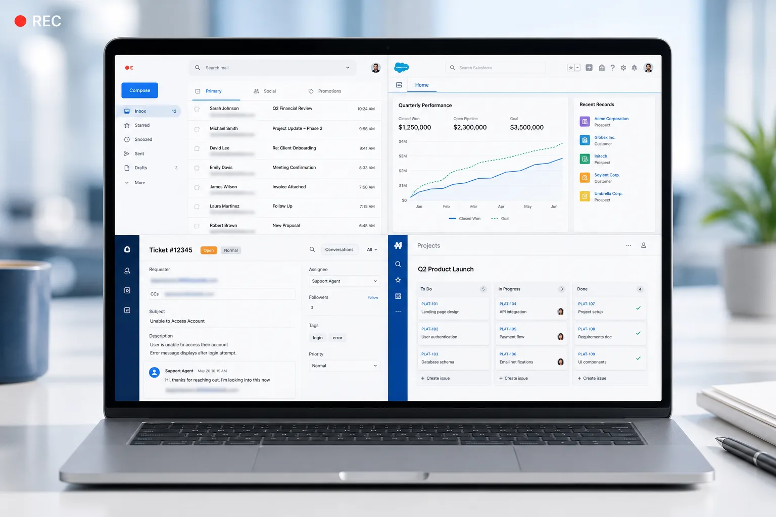Blur chat in screen recording – live demo view